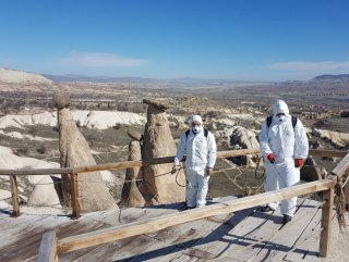 Kapadokya'da koronavirüs temizliği yapılıyor
