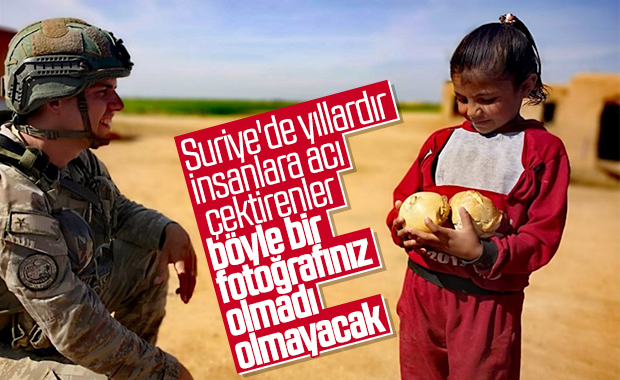 Mehmetçik ekmeğini Tel Abyadlılar ile paylaşıyor