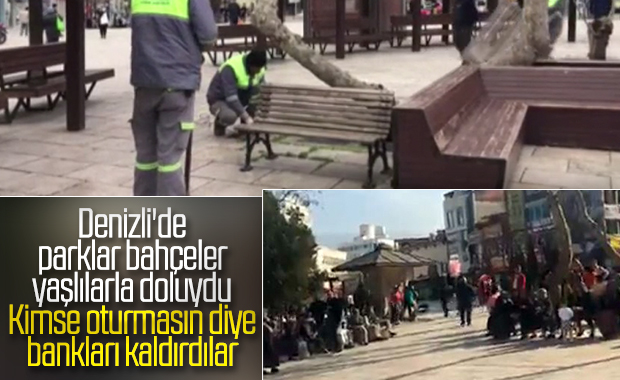 Yaşlılar koronavirüse aldırış etmeyince banklar söküldü