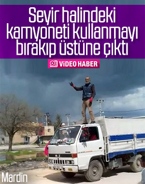 Mardin'de sürücü seyir halindeki aracının üzerine çıktı