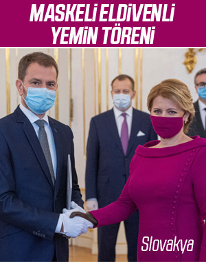 Slovakya'da başbakanın eldivenli maskeli yemin töreni