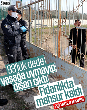 Sivas'ta dışarı çıkan yaşlı adam, fidanlıkta mahsur kaldı
