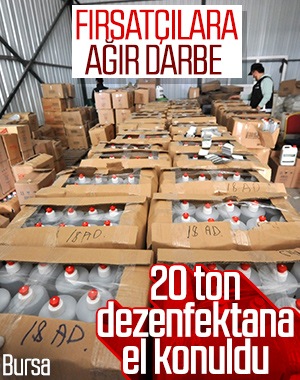 Bursa'da 1 milyon değerinde kaçak dezenfektan baskını