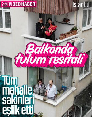 Maltepe'de balkonda tulum çaldı, mahalleye moral verdi