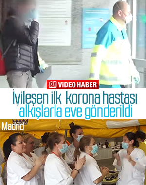 Madrid'de iyileşen koronavirüs hastasına alkışlı destek