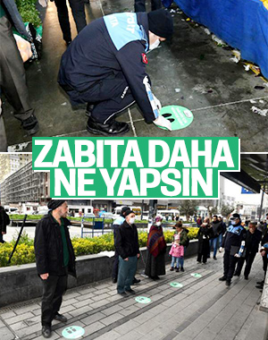 İstanbul'da 'sosyal mesafeni koru' çıkartmaları