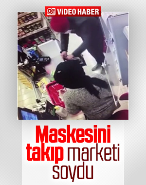 Maskeyle market soyan hırsız kamerada