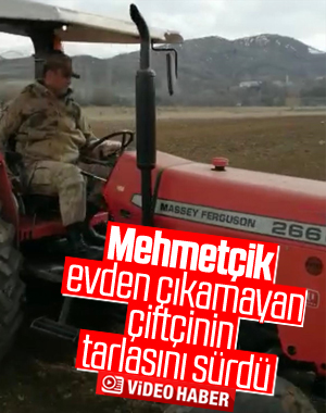 Mehmetçik yaşlı adamın tarlasını sürdü