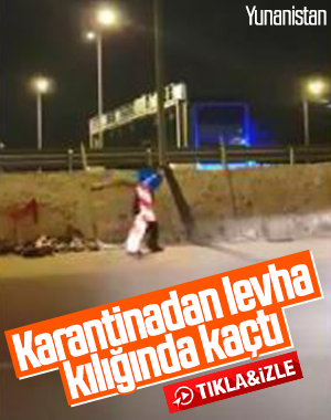 Yunanistan'da levha kılığına girerek sokağa çıktı