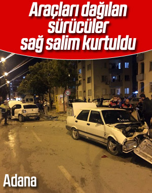 Adana'da iki araç kafa kafaya çarpıştı
