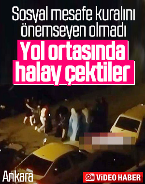 Nişan kutlaması yaparak sokakta halay çektiler