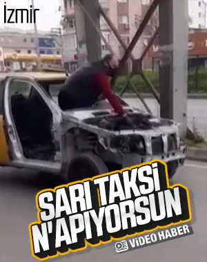 İzmir'de taksici ön camdan çıkıp eliyle gaz verdi