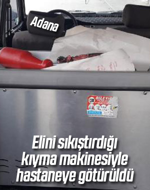 Elini kaptırdığı makine ile hastaneye götürüldü