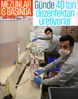 Bu okul günde 40 ton dezenfektan çıkarıyor