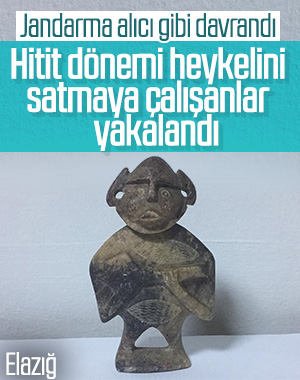 Hitit heykelini satmaya çalışanlara suçüstü