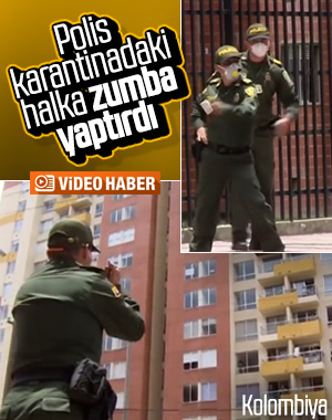Kolombiya polisinden karantinadaki halka zumba dersi