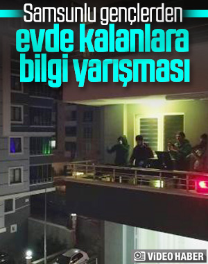 Ses sistemi ile balkondan bilgi yarışması yaptılar