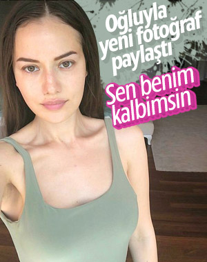Fahriye Evcen'den oğlu Karan'lı yeni fotoğraf