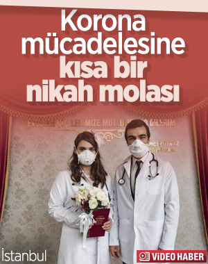 Korona mesaisi yapan çift, nikah molası verdi