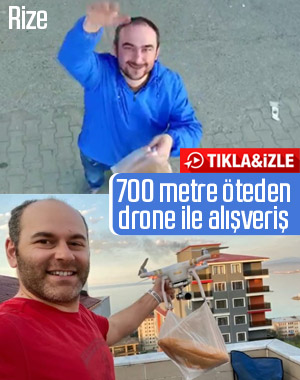 Rize'de 700 metre mesafeden drone ile alışveriş