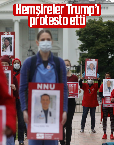 ABD'de hemşireler Bayaz Saray'da Trump'ı protesto etti