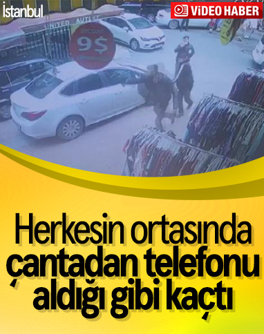 Fatih'te cep telefonunu çalan hırsızların kaçma anı