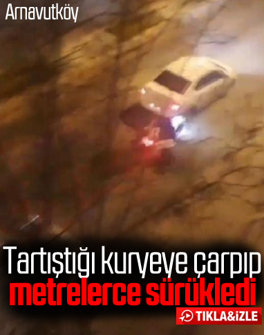 Çarptığı kuryeyi otomobille metrelerce sürükledi