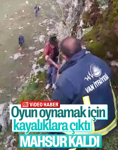 Van'da, kayalıklarda mahsur kalan çocuk kurtarıldı