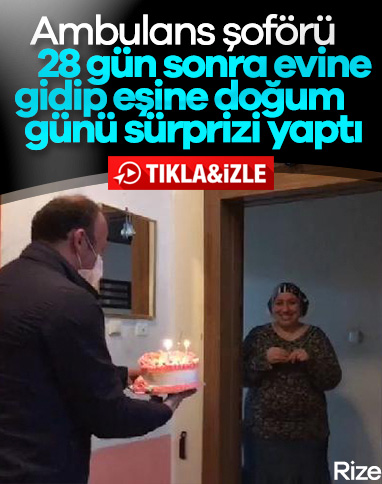Evine gidemeyen sağlık çalışanından eşine sürpriz