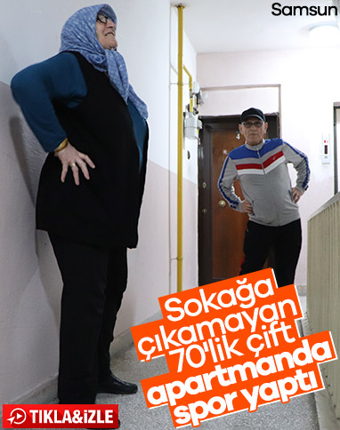 Sokağa çıkamayan vatandaşlar apartmanda spor yaptı