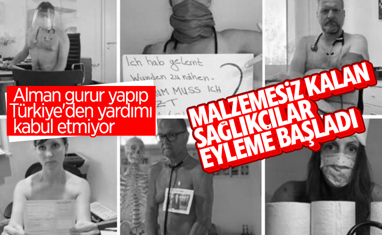 Alman doktorlardan ekipman sıkıntısına çıplak protesto