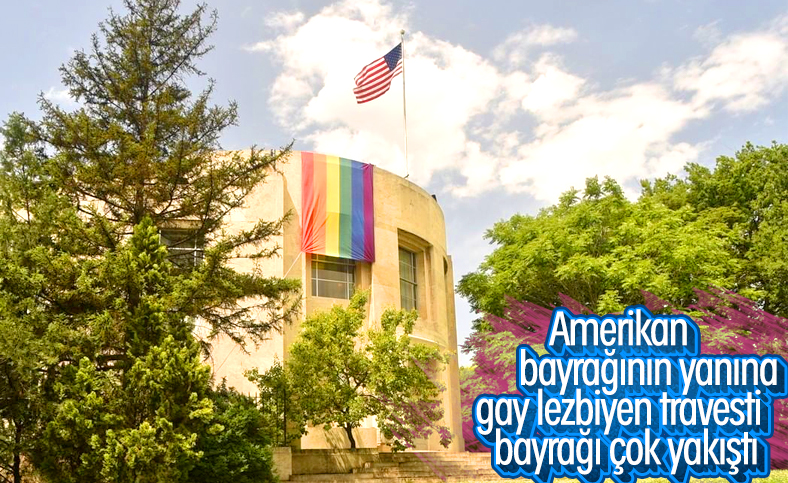 ABD Ankara Büyükelçiliği'ne LGBTİ bayrağı asıldı