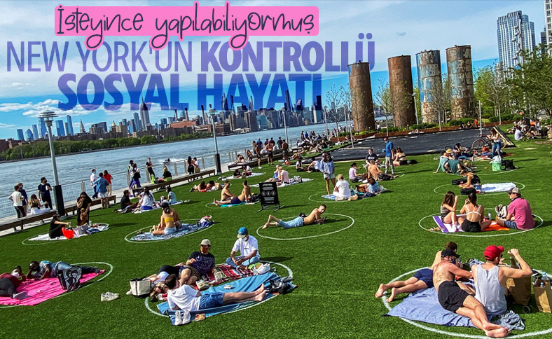 New Yorklular güneşli havayı görünce parklara akın etti