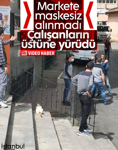 Fatih'te market önünde maske tartışması