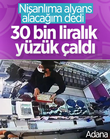 Kuyumcuya müşteri kılığında geldi, yüzük çaldı