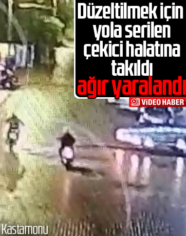Çekici halatına takılan motorun sürücüsü ağır yaralandı