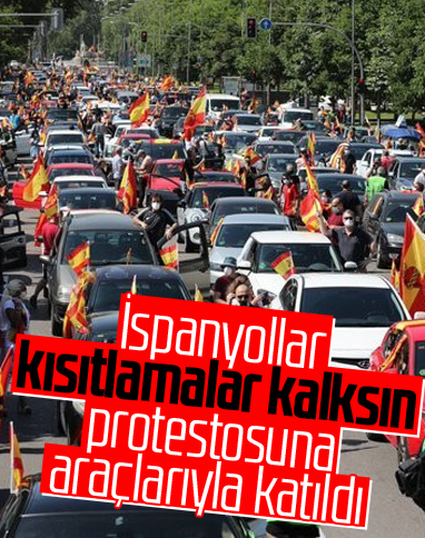 İspanyollar araçlarıyla karantina protestosunda