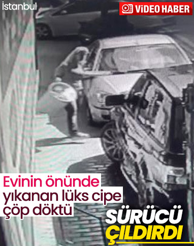Esenyurt'ta bir kadın lüks cipe çöp döktü