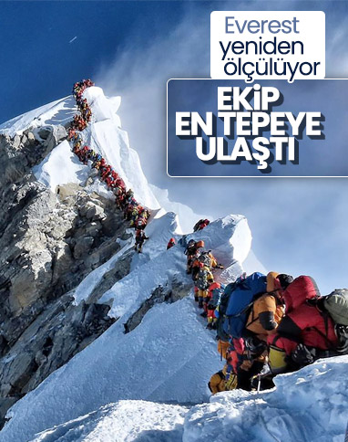 Everest'in yüksekliğini ölçecek Çin ekibi zirveye ulaştı