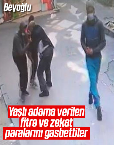 Beyoğlu'nda yaşlı adamın gasbedilme anları görüntülendi