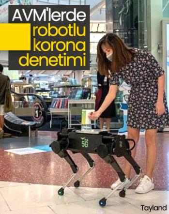 Tayland'daki AVM'de robotlu korona önlemi