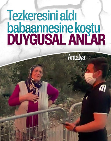 Terhis olan gencin karantinadaki babaannesine ziyareti
