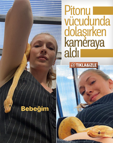 Yasemin Allen, pitonu vücudunda gezdirdi