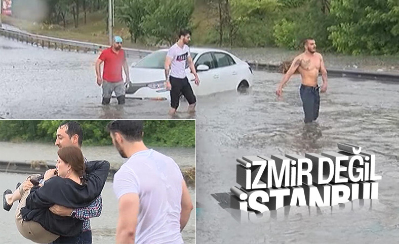 İstanbul'da yağmur sonrası yollar göle döndü