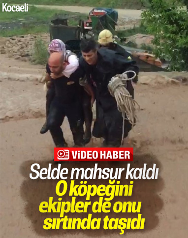 Kocaeli’de selde mahsur kalan köpek ve kadın kurtarıldı