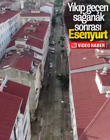 Esenyurt, sağanağın ardından havadan görüntülendi