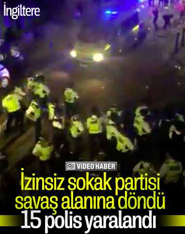 İngiltere'de izinsiz partide polise saldırdılar