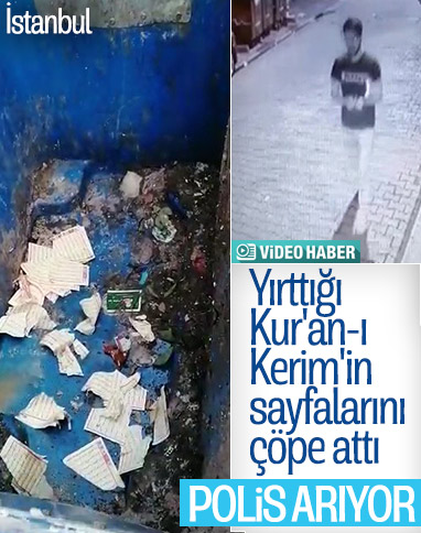 Üsküdar'da bir kişi Kur'an'ı yırtıp sokağa attı