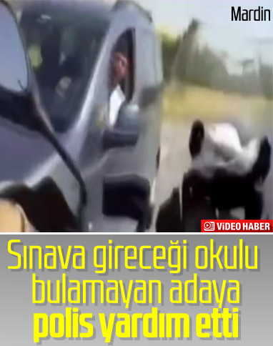 Mardin'de polis yolunu kaybeden adayı sınava yetiştirdi