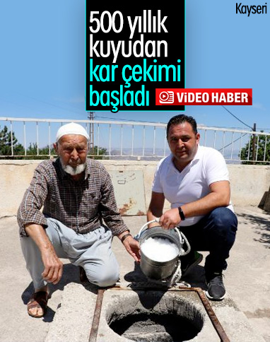 Kayseri'de yaz ortasında kuyudan kar çekiyorlar